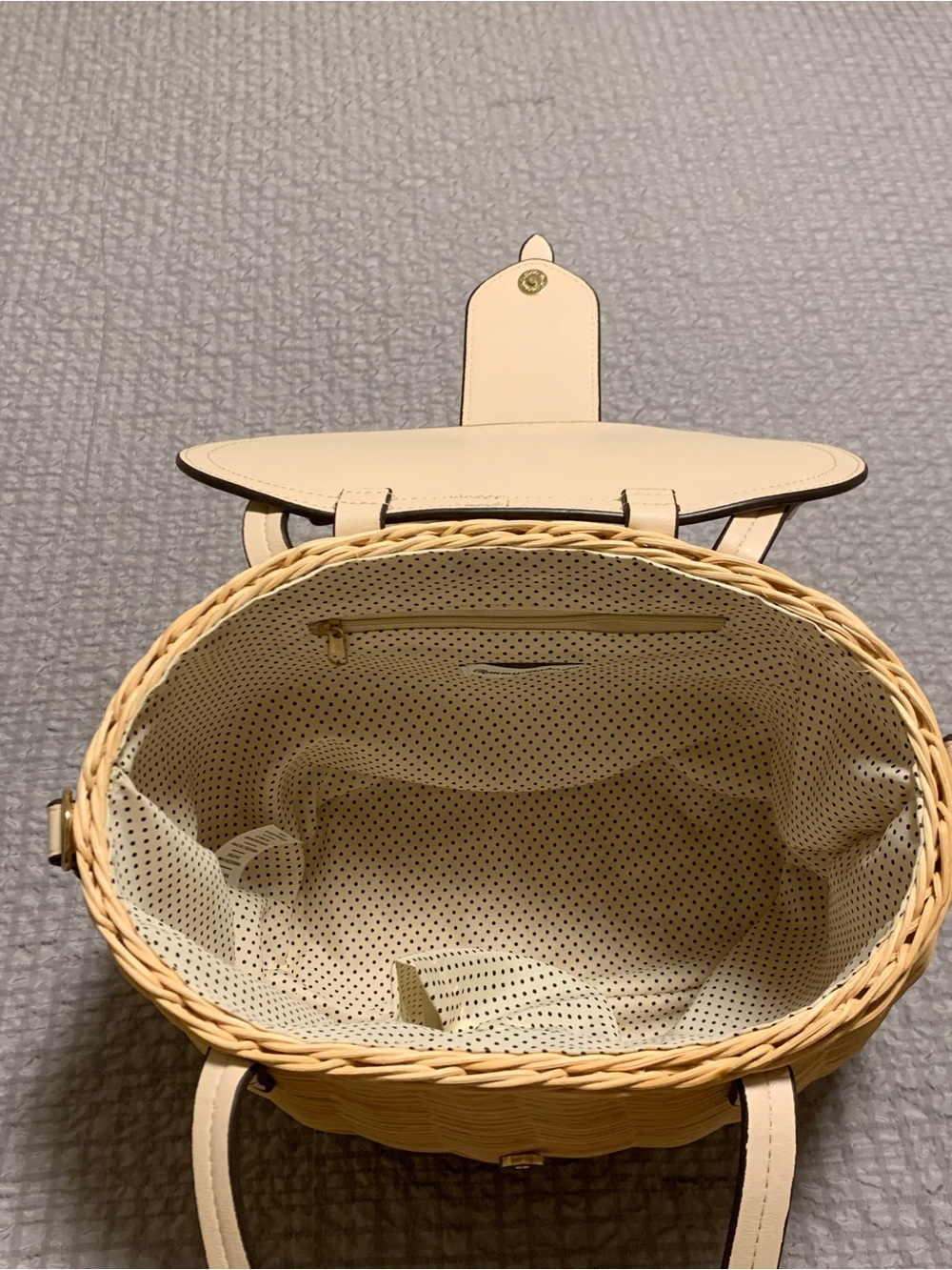 Tommy Bahama Natural Wicker Tote with Cream Trim and Gold Hardware - Picture 3 of 6